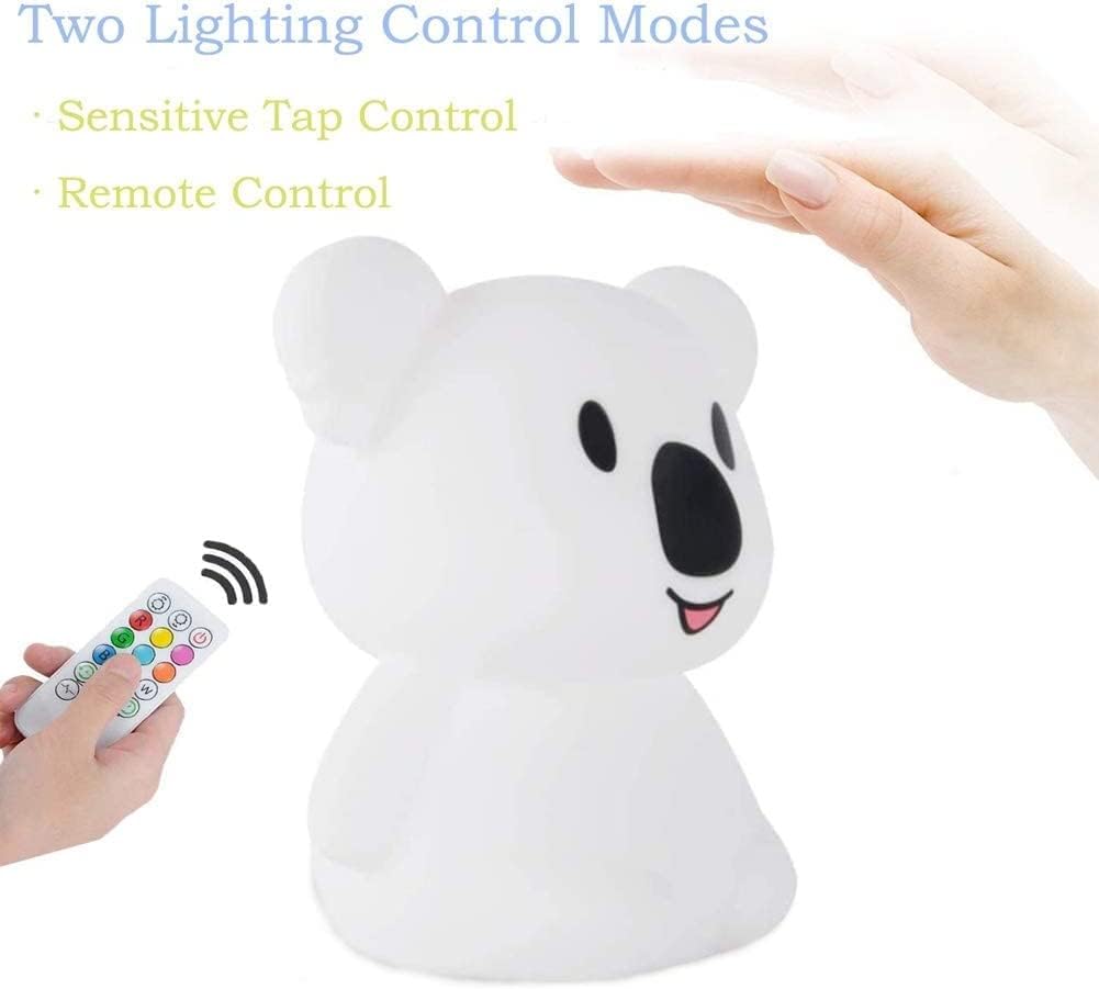 Night Light for Kids, Bedside Lamp for Children, Baby Nursery Lamp for Breastfeeding Safe, Break Resistant, Eye Caring, Adjustable Brightness & Color, Touch Control, Child Gift - Medium Koala