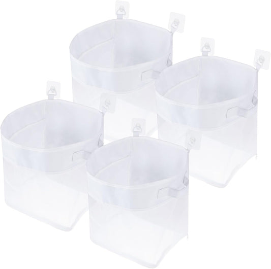 4Pcs Bath Toy Organizer with 8 Hooks Large Capacity Bathtub Toy Storage Organizer with Handles and Bottom Zippers for Storage and Classification