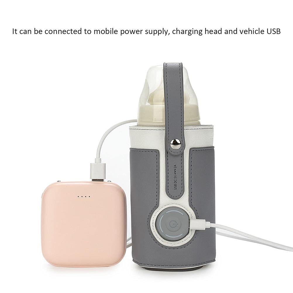 Portable USB Baby Bottle Warmer, 3 Temperature Adjustable for Car Travel and Milk Heat Keeper - Dark Gray