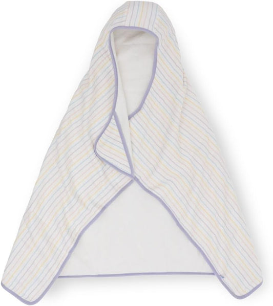 Little Unicorn Premium Hooded Bath Towel| Absorbent Cotton & Terry Blend | Larger Size, 1-6 Years (Unicorn Stripe)