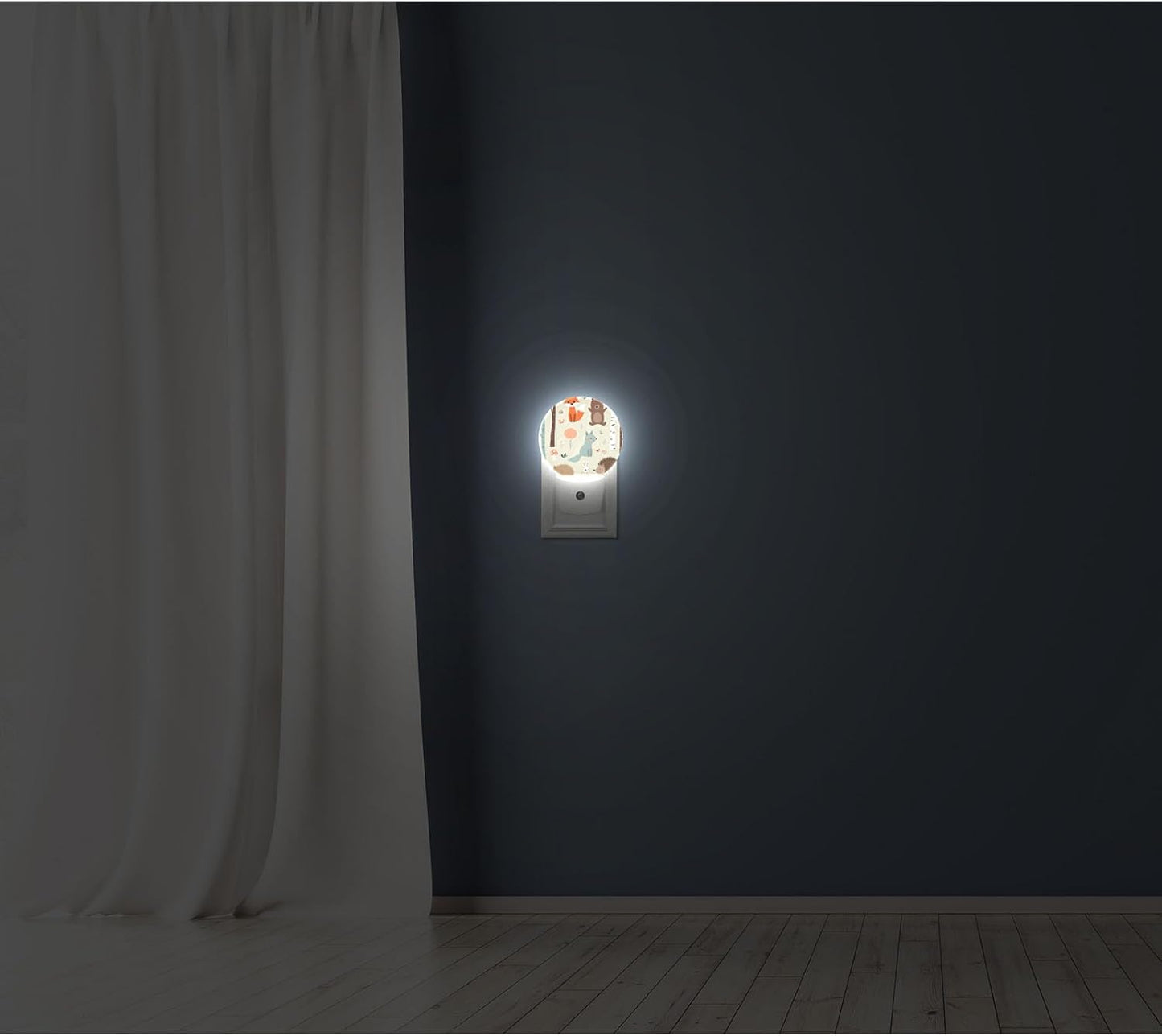 Axayaz Animal Night Light Plug Into Wall Fox Bear Bunny Elk Hedgehog Birds Mushrooms Trees Cartoon Flower Auto Sensor LED Dusk to Dawn Light for Bedroom Staircase