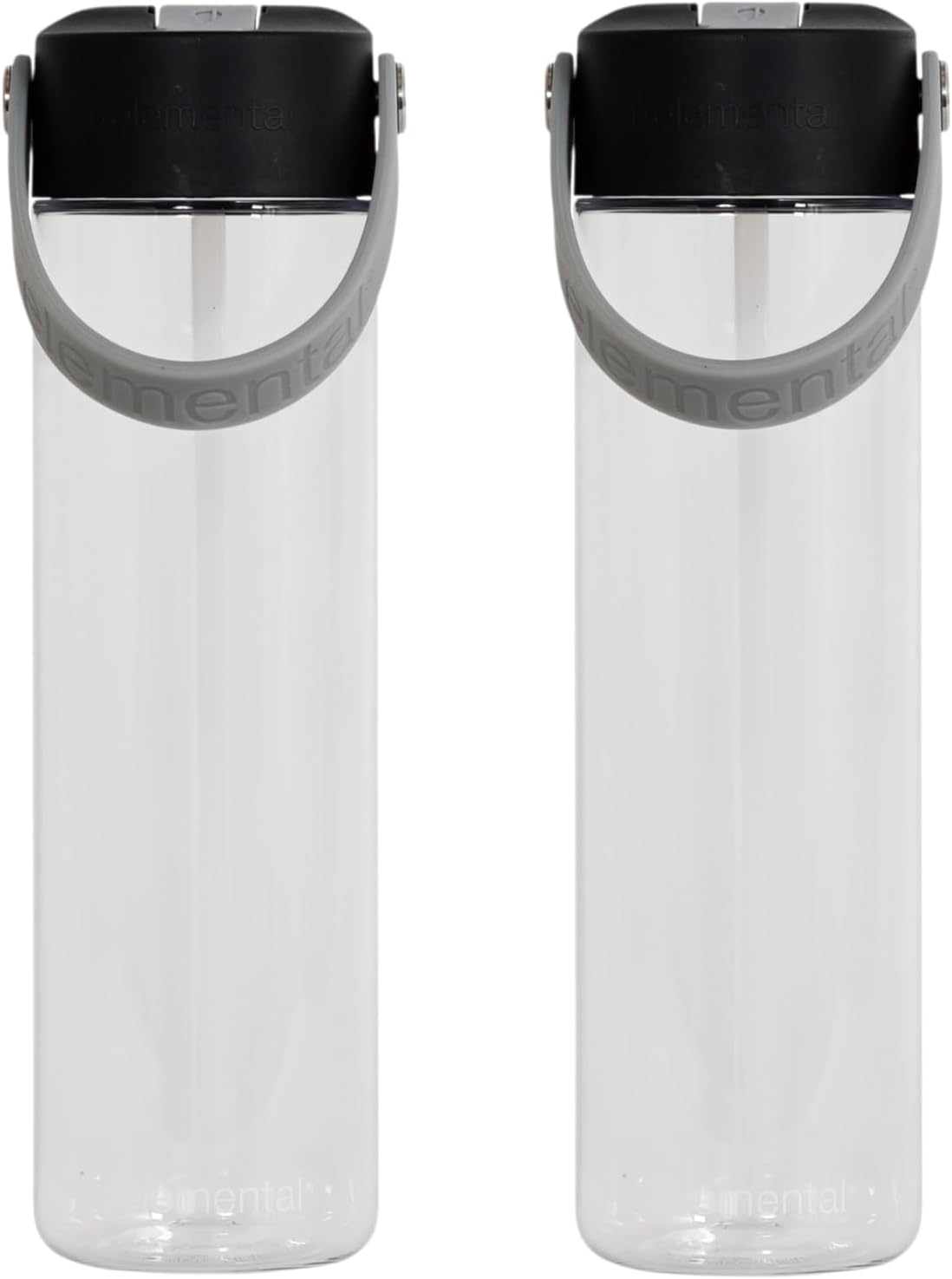 Elemental Splash Water Bottles - BPA-Free Tritan Plastic Reusable Water Bottle with Strap - Ideal for Gym and Sports Leak Proof when Spout is Closed - Midnight Clear - 26oz (2 Pack)