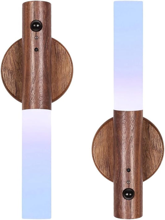 LANDGOO Rechargeable Wooden Night Light for Nursery, Motion-Activated RGB LED Baby Light for Breastfeeding, Toddler Kids Bedroom Décor