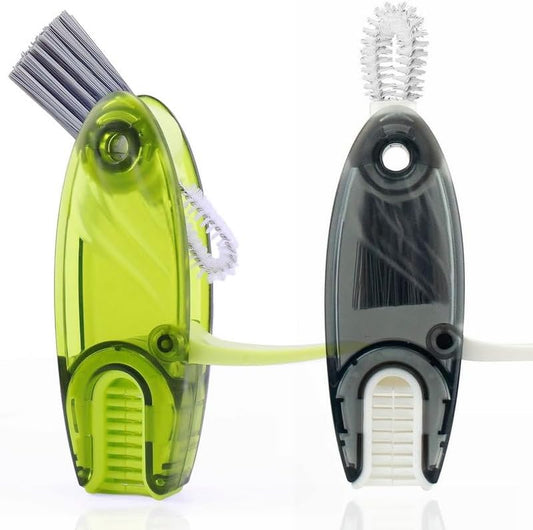 4 in 1 Cup Lid Cleaning Brush Set Multifunctional Bottle Brush Cleaner Tiny Bottle Cup Lid Brush Straw Cleaner Tools Mini Silicone Bottle Cup-Holder Cleaner with Hook Remover Green+Grey