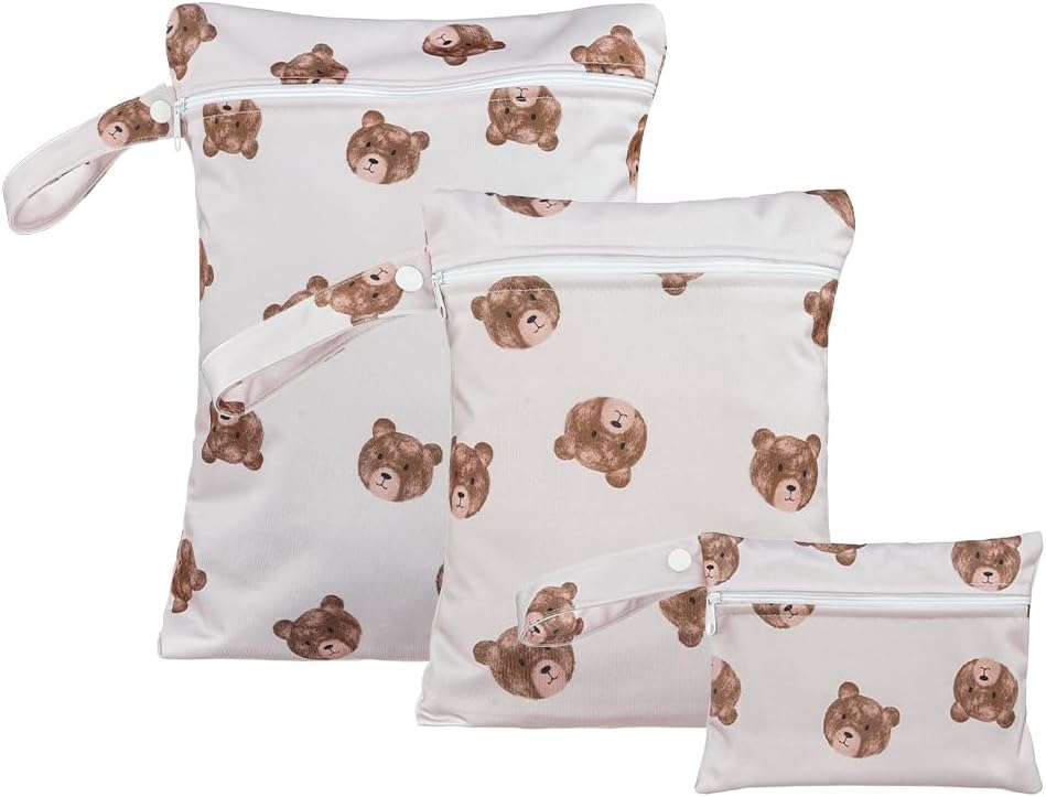 Happy Flute 3 Set Wet Bag Storage Bag Zipper Waterproof Washable Travel Bags, Beach, Pool, Gym Bag for Cloth Diaper, Swimsuits & Wet Clothes(HF01)