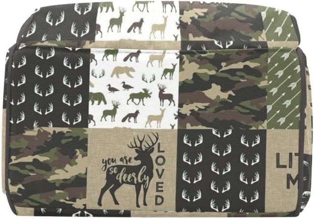 Antler Man Woodland Camo Diaper Bags with Name Waterproof Mummy Backpack Nappy Nursing Baby Bags Gifts Tote Bag for Women