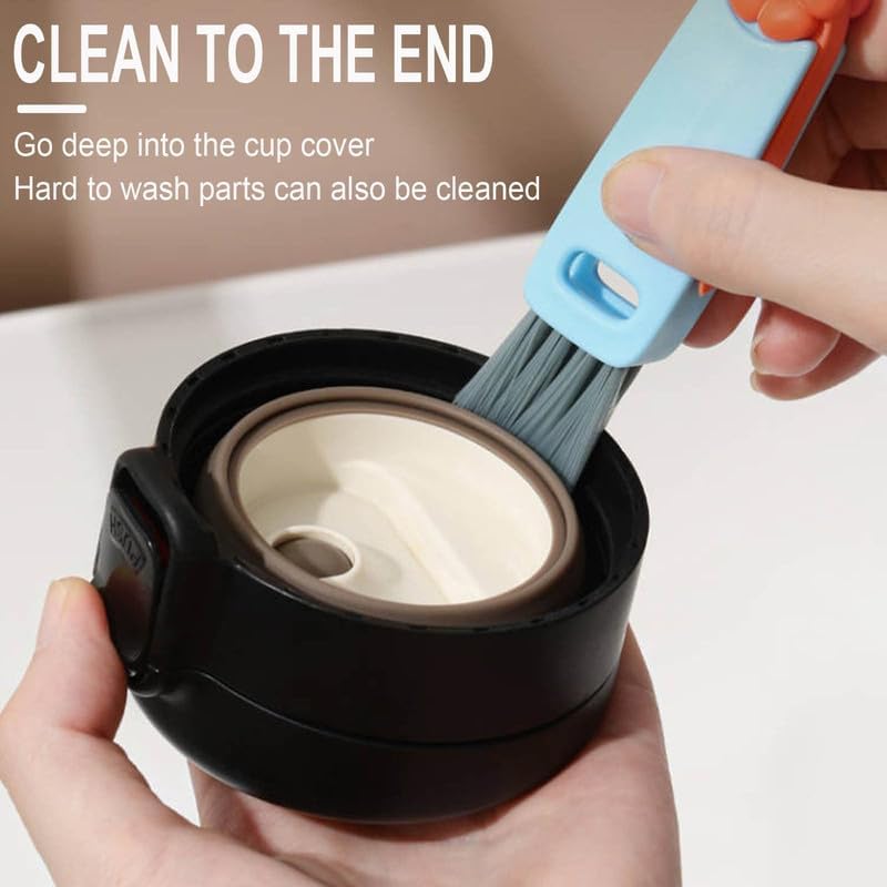 3 in 1 Cup Lid Cleaning Brush Set - Multifunctional Portable Cup Lid Cleaner with Crevice Brush for Tight Spaces