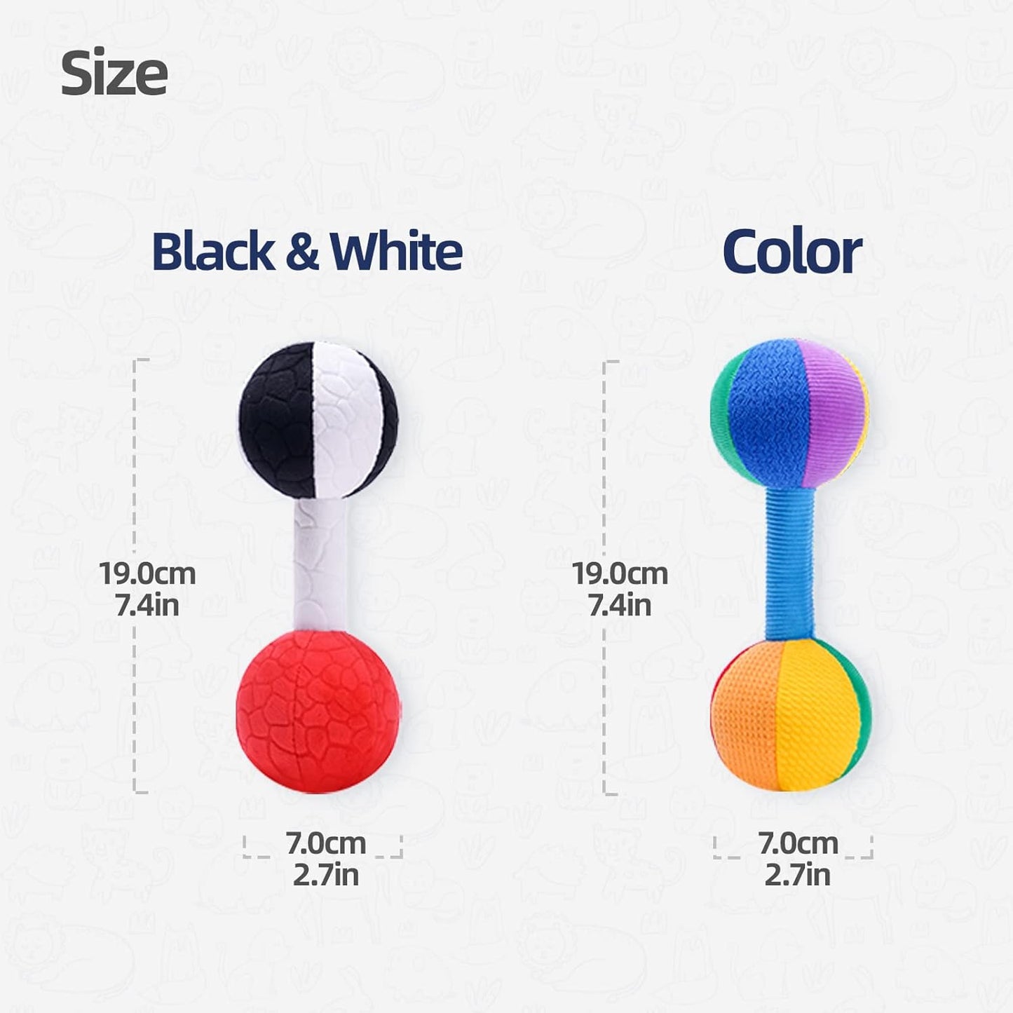 Jollybaby Soft Plush Baby Dumbbell Rattle Toys, 0-3-6 Months Newborn, High Contrast Black & White Sensory Rattles Weight Lifting Toy, Funny Baby Boy Girl Shower Gift