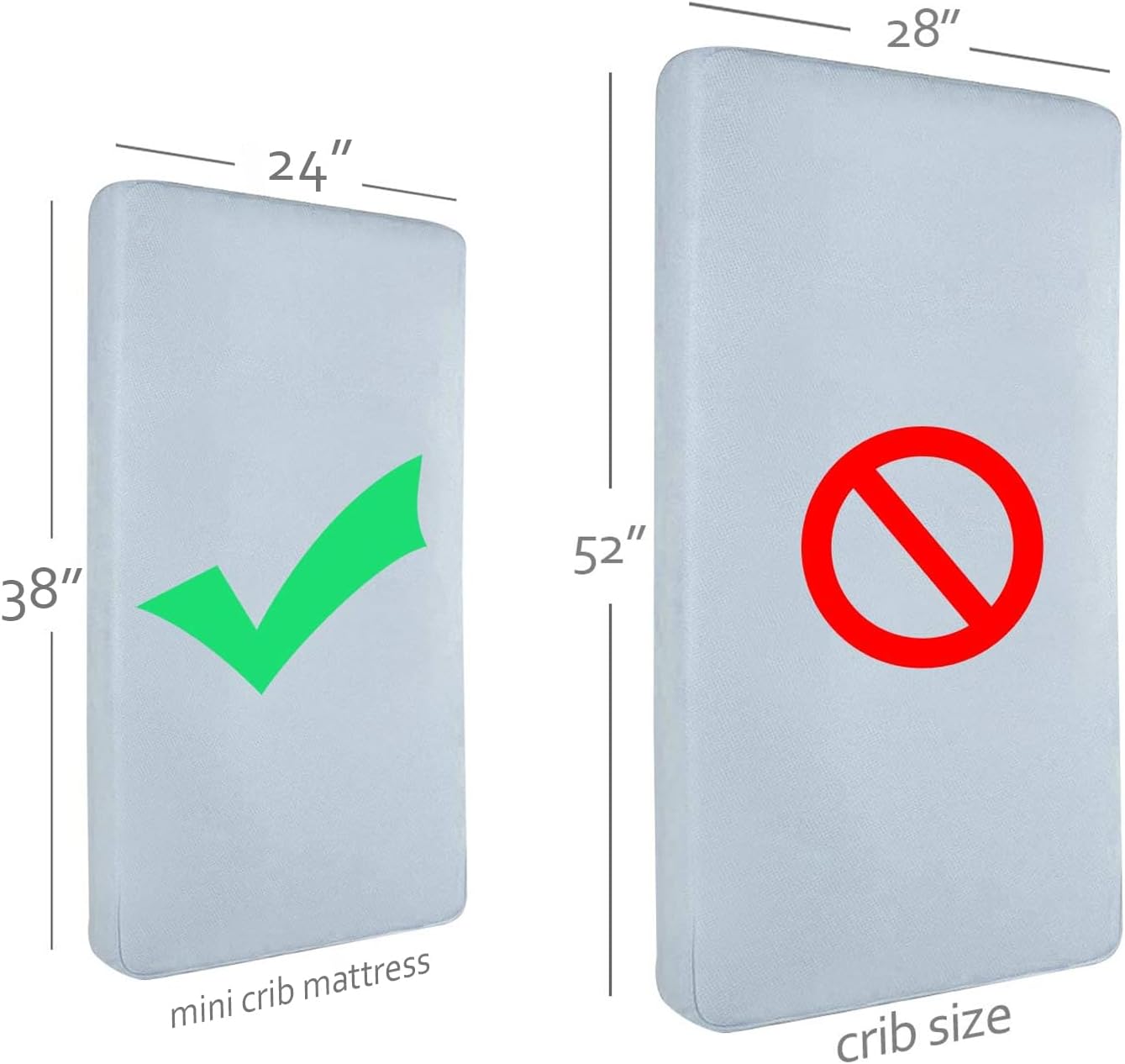 Waterproof Mini Crib Mattress Pad Sheets Fitted, Cotton Fabric Mini Crib Protector, Fits Dream On Me Folding Playard Mattress, Baby Playard Sheets Cover