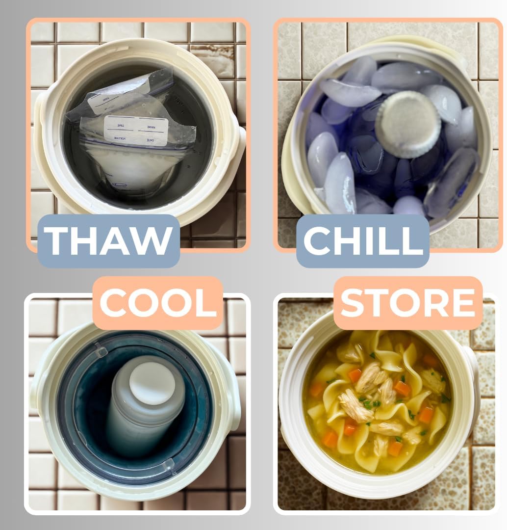 Portable Cooler, Breastmilk Chiller, Large Real-Time Temperature Display, Double Vacuum Insulation, 360° Cooling 24 Hours, Stainless Steel, Versatile Storage, up to 2L