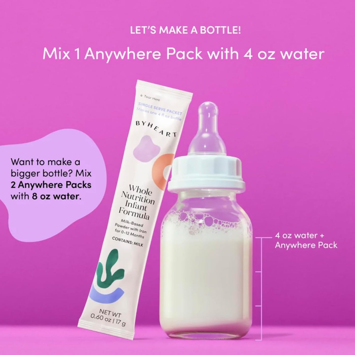 ByHeart Whole Nutrition Anywhere Pack™ Infant Formula Powder, Made with Organic Whole Milk, 14 Count
