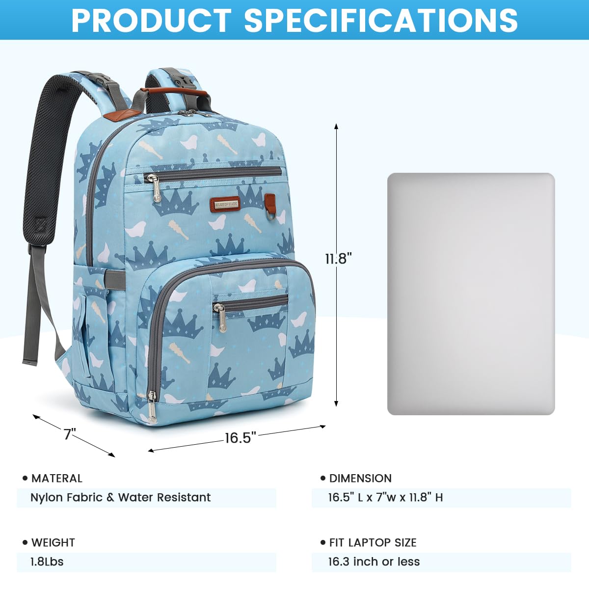 Diaper Bag Backpack, Large Baby Nappy Bags with Portable Changing Pad for Boys and GirlsMultifunction Travel Baby Bag for Moms Dads, Shower Gifts Waterproof and Stylish