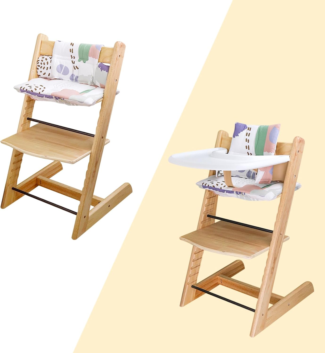 for Tripp Trapp High Chair Cushion, Comfortable for Tripp Trapp High Chair Cushion, with Two High Chair Placemat, for Tripp Trapp Cushion Set Makes It More Comfortable for Baby (Light Color Print)