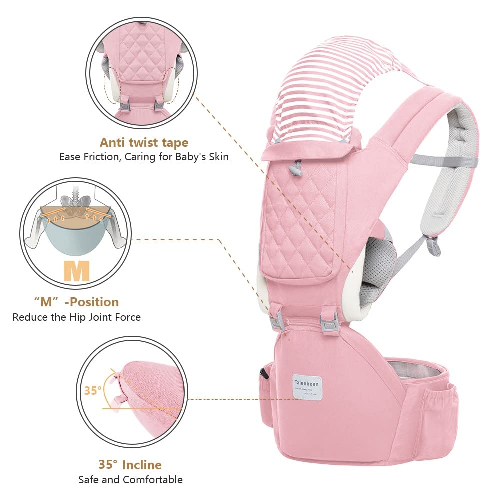 Baby Carrier Newborn to Toddler, 6-in-1 Baby Carrier with Hip Seat Lumbar Support 7-41 lbs, Baby Soft Carrier for All Seasons & Positions, Adjustable Size for Shopping Hiking Travelling