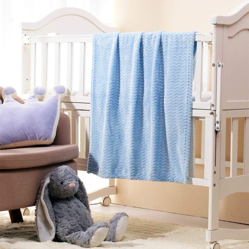 CREVENT 30''X40'' Soft Cozy Warm Baby Blankets for Boys Girls Solid Color - All Season Use - Newborn Essentials (Wave Blue)