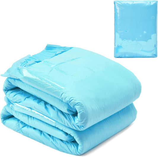 Littleforbig Adjustable Tapes Adult Diaper 2 Pieces - ABDry Ultra Absorbent Diapers Blue (Large 36"-48")