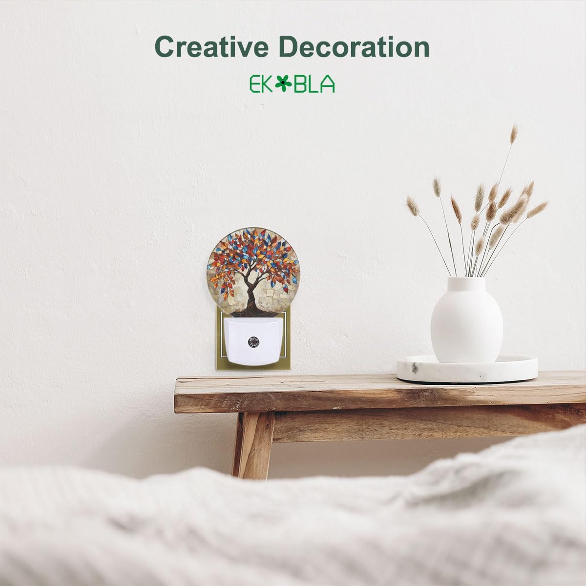 EKOBLA Colored Seasons Tree LED Night Light Tree with Colorful Leaves Dusk to Dawn Plug-in Nightlights Auto Sensor for Home Indoor Bathroom Hallway Kitchen