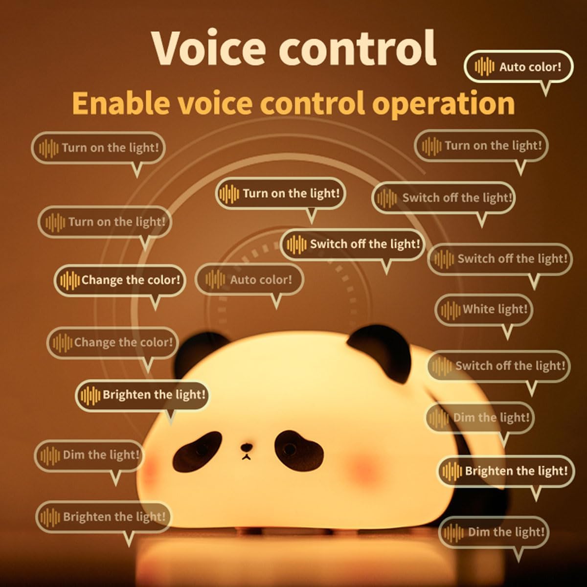 Squishy Cute Panda Night Light,Voice Controlled Light with 7 Color Modes Soft Silicone USB Charging Panda Lamp for Kids Room,Novelty Animal Night Lamp for Decor,Cool Gifts for Boys Girls