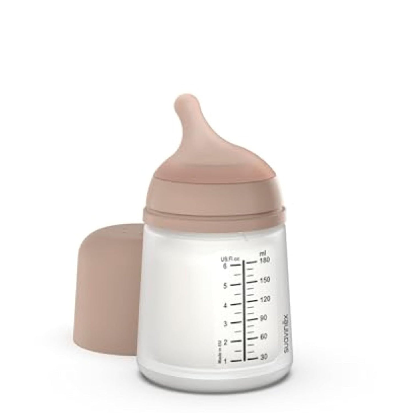 Suavinex Zero Zero Anti Colic Baby Bottle, No 1 Spanish Baby Bottle Brand, Minimize Bottle Rejection & Nipple Confusion, Perfect for Breastfeeding Babies, 6oz/180mL, Medium Tone, Adaptable Flow Nipple