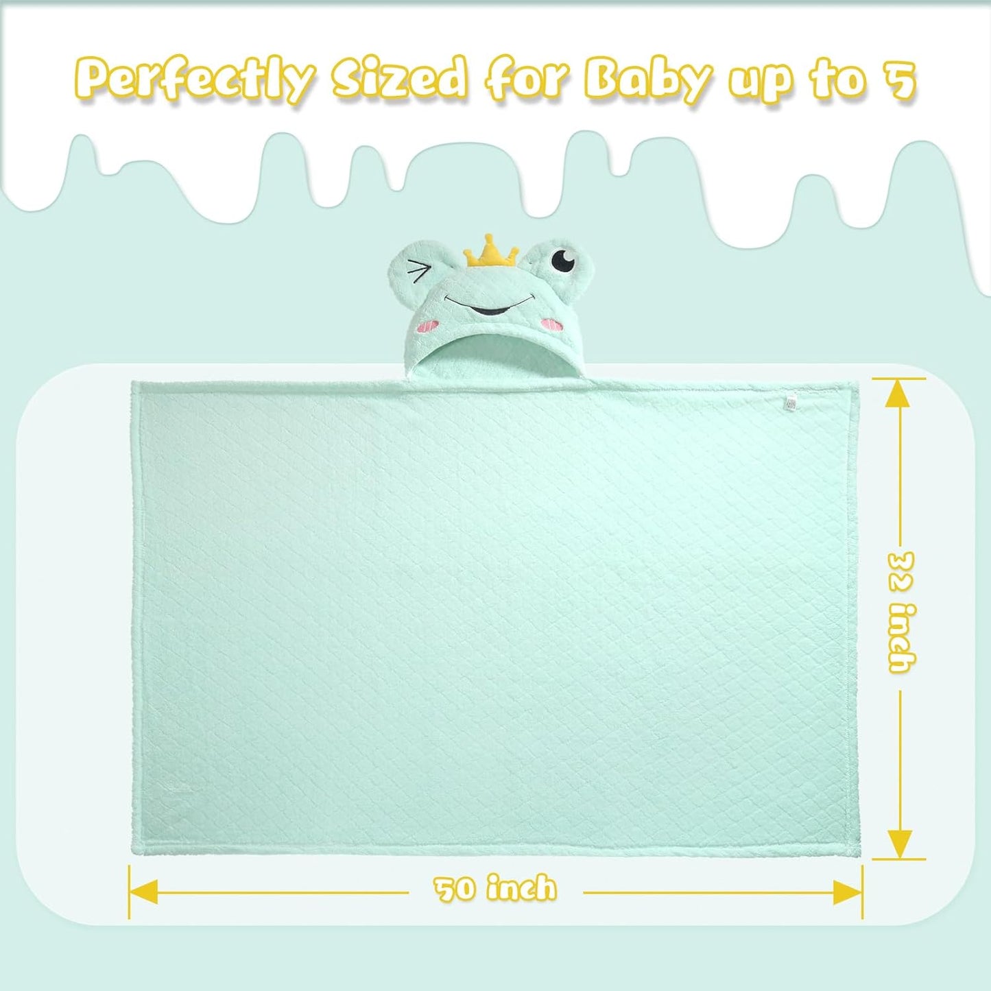 Baby Towels with Hood,2-Pack Baby Towels with Hood for Toddlers 1-3 0-5 Years, Super Soft Thick Absorbent Premium Coral Fleece Bath Towels Kids 50"x32",Green Frog & White Sheep Set