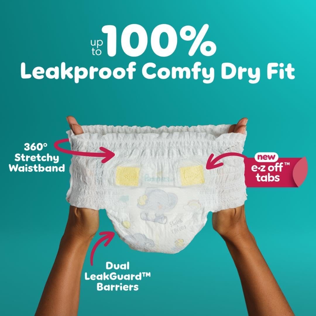 Pampers Diapers - Swaddlers 360° - Size 3, 156 Count, up to 100% Leakproof Comfy Dry Fit, Designed for Easy Changes, Pull On Baby Diaper (Packaging May Vary)