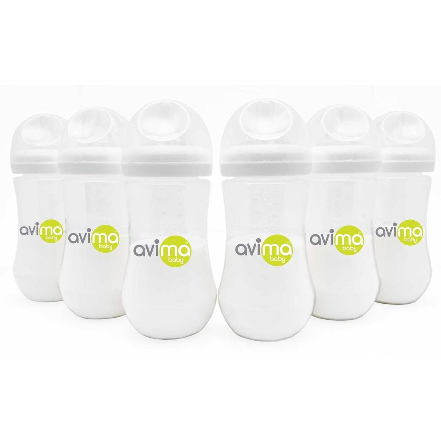 Avima Baby 12 oz Anti Colic Baby Bottles for Breastfed Babies - Fast Flow Nipples, Wide Neck Bottle, BPA Free - 9-12 Months, Stage 3 (Set of 6)