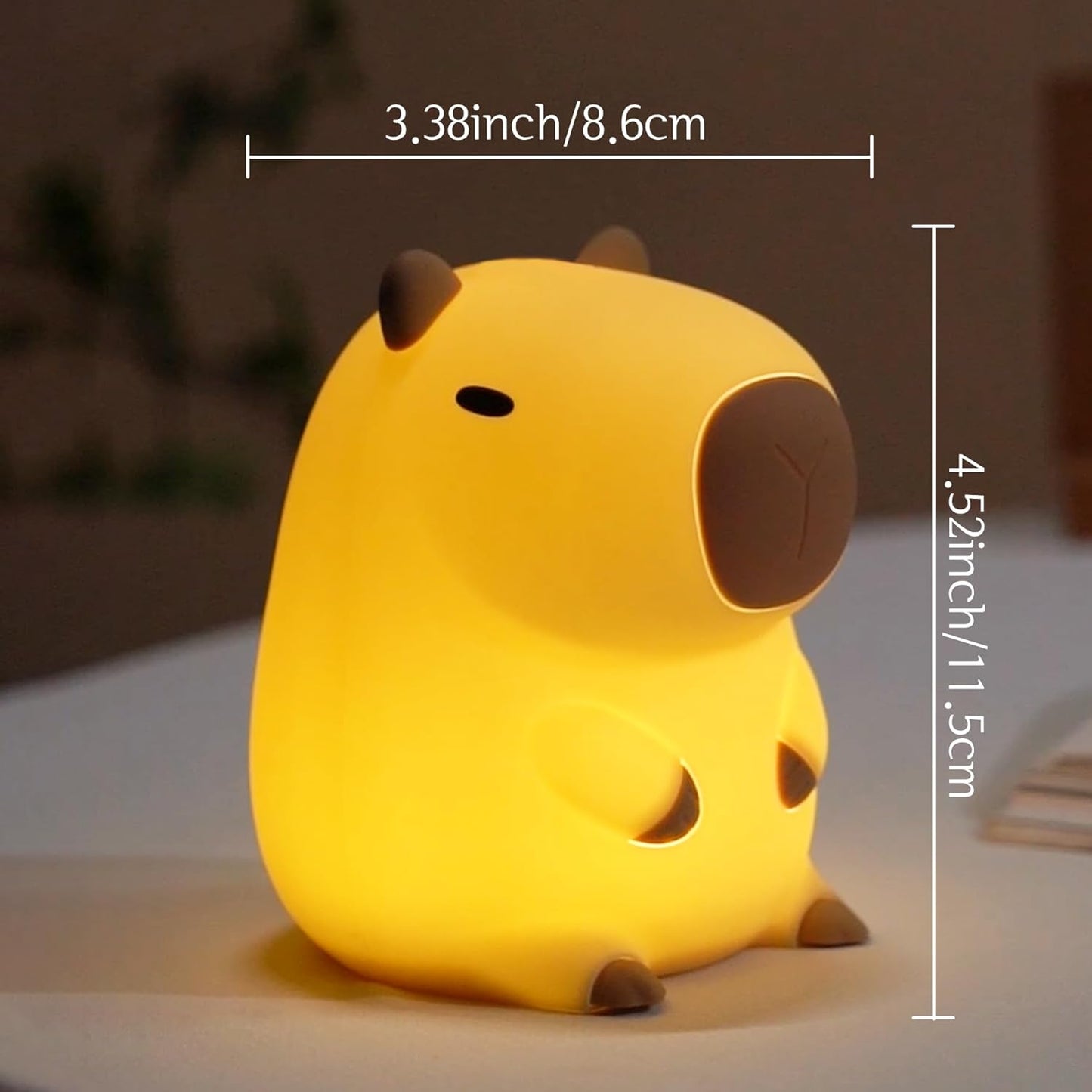 YuanDian Capybara Night Light - Adorable Silicone Lamp for Kids, Babies, Adults | Cute Capybara Gift, Nursery Bedroom Decor