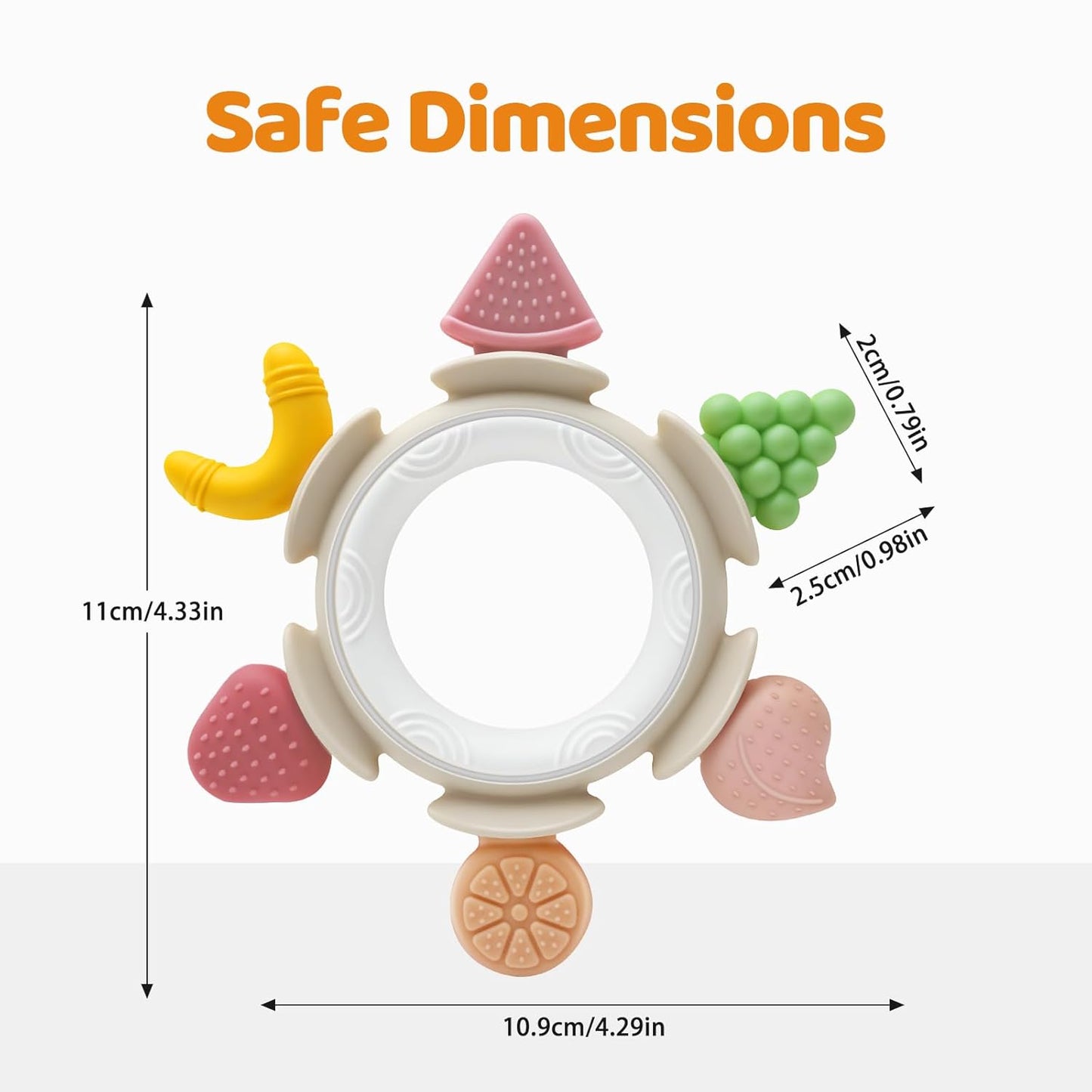 Baby Teething Ring Toy for 3–12 Months, Silicone Infant Teether for Sore Gum Relief, Soothing Sensory Chew Toy, Ideal Newborn Gift for Boys Girls Baby Shower, Birthday or Christmas, Brown