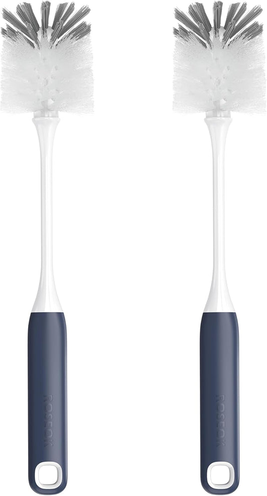 Long Handle Water Bottle Brush,Flexible Bottle Brush for Cleaning Milkshake Cup,Sports Bottle,Navy Blue,2 Pack