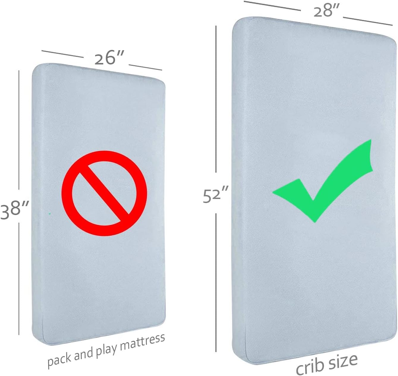 Waterproof Crib Mattress Protector, Cotton Fabric Toddler Mattress Sheets, Crib Sheets for Boys and Girls