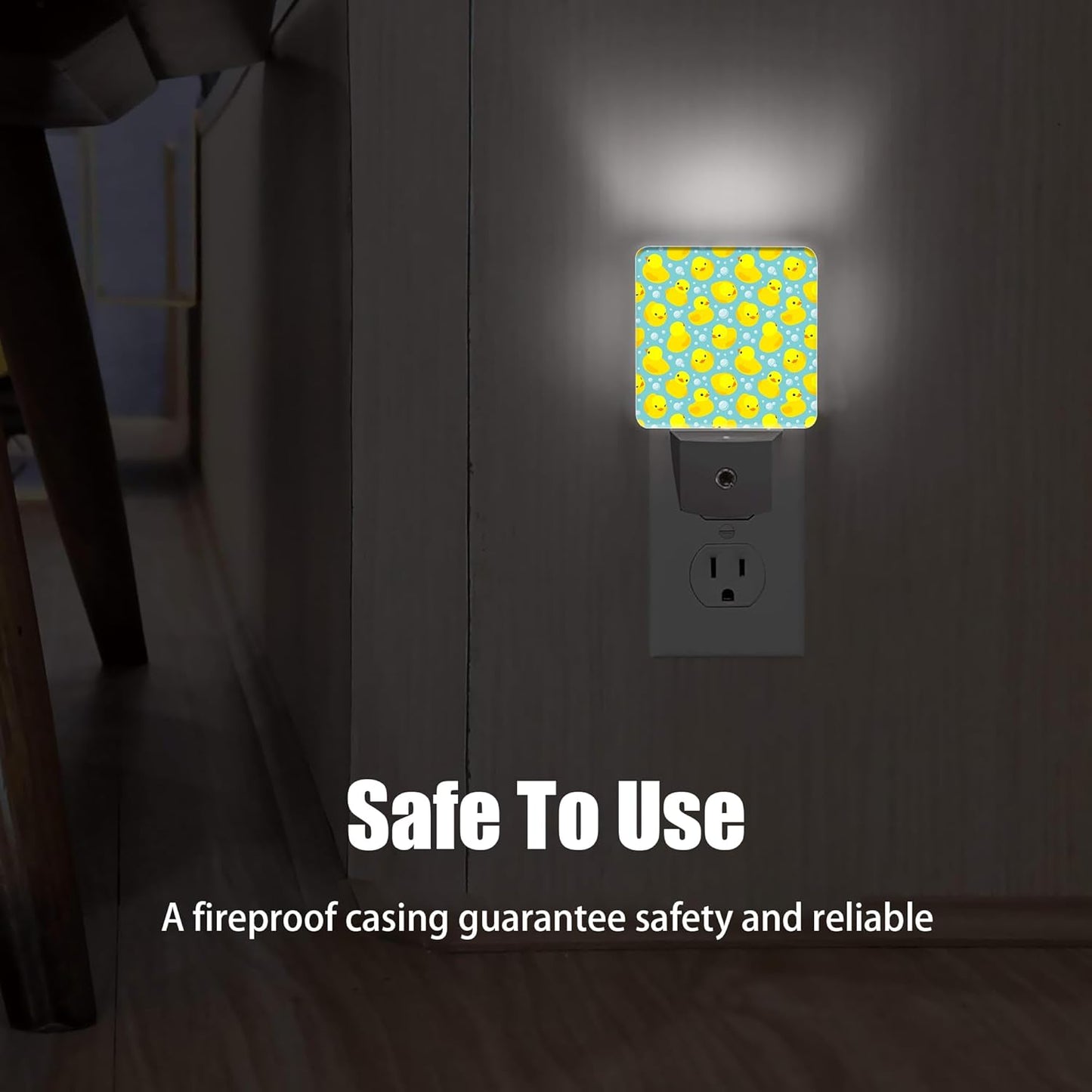 Yellow Rubber Ducks Night Light, Dusk to Dawn Smart Sensor Nightlight for Bedroom Bathroom Kitchen Hallway Stairs Hallway, Plug-in, Energy Efficient Decor Desk Lamp Gifts