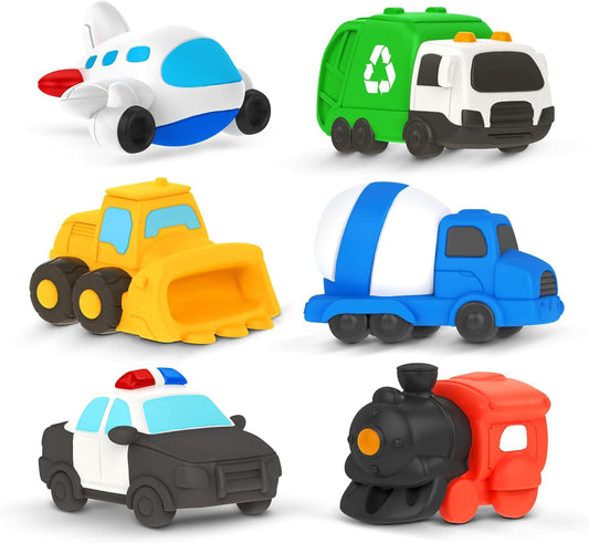 6 PCS Vehicle Floating Bath Toys Mold Free Infant Bath Tub Toys for 12 Months - No Hole Bathtub Toys for Toddlers 1-3 Water Pool Toys for Baby Toddler Ages 1+