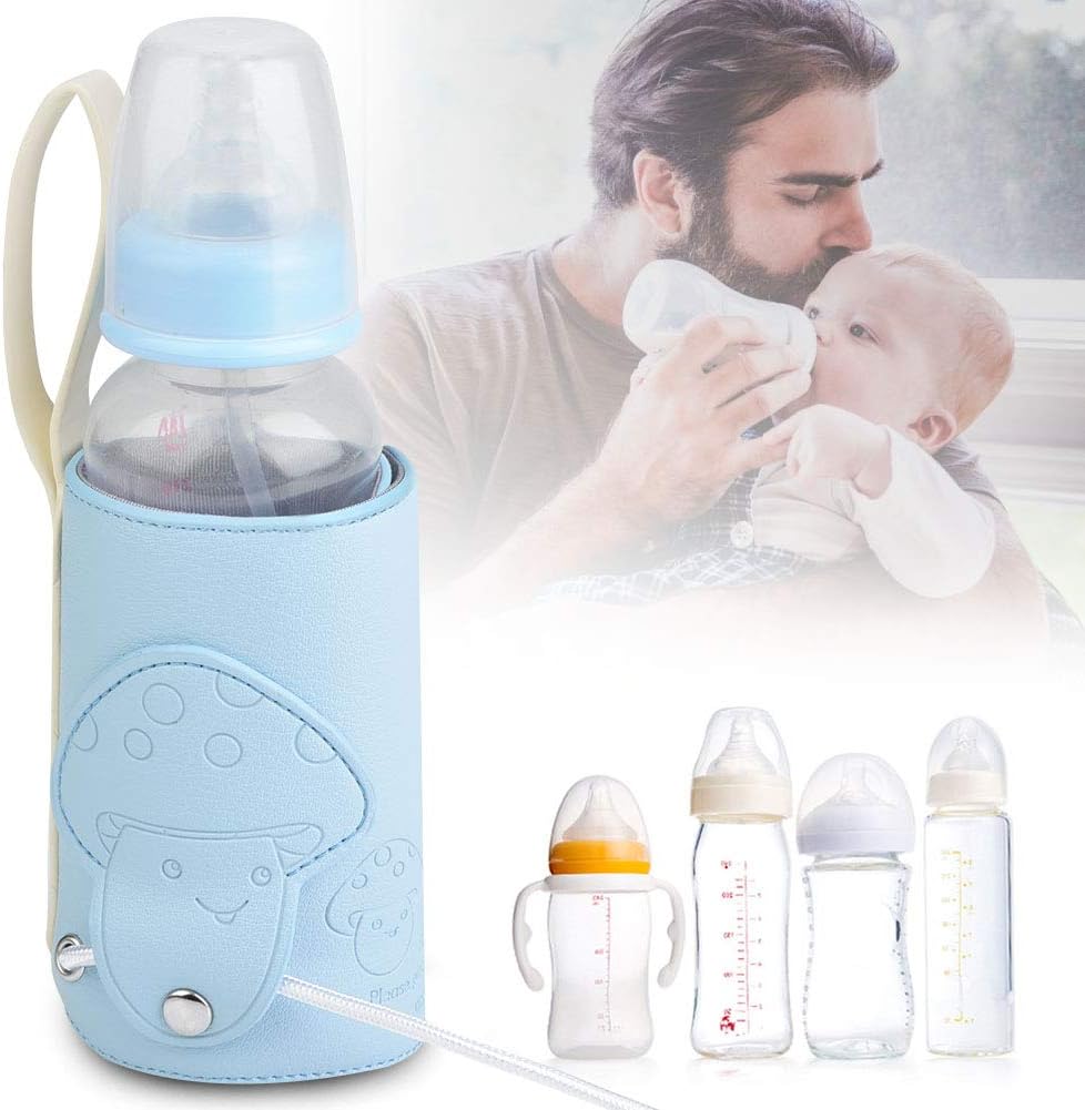 Portable Milk Warmer,Baby Bottle Warmer, USB Baby Bottle Warmer Portable Milk Travel Storage Insulation Thermostat(Blue), Baby Bottle Warmer for breastmilk car Baby Bottle Warmer Infant Feeding