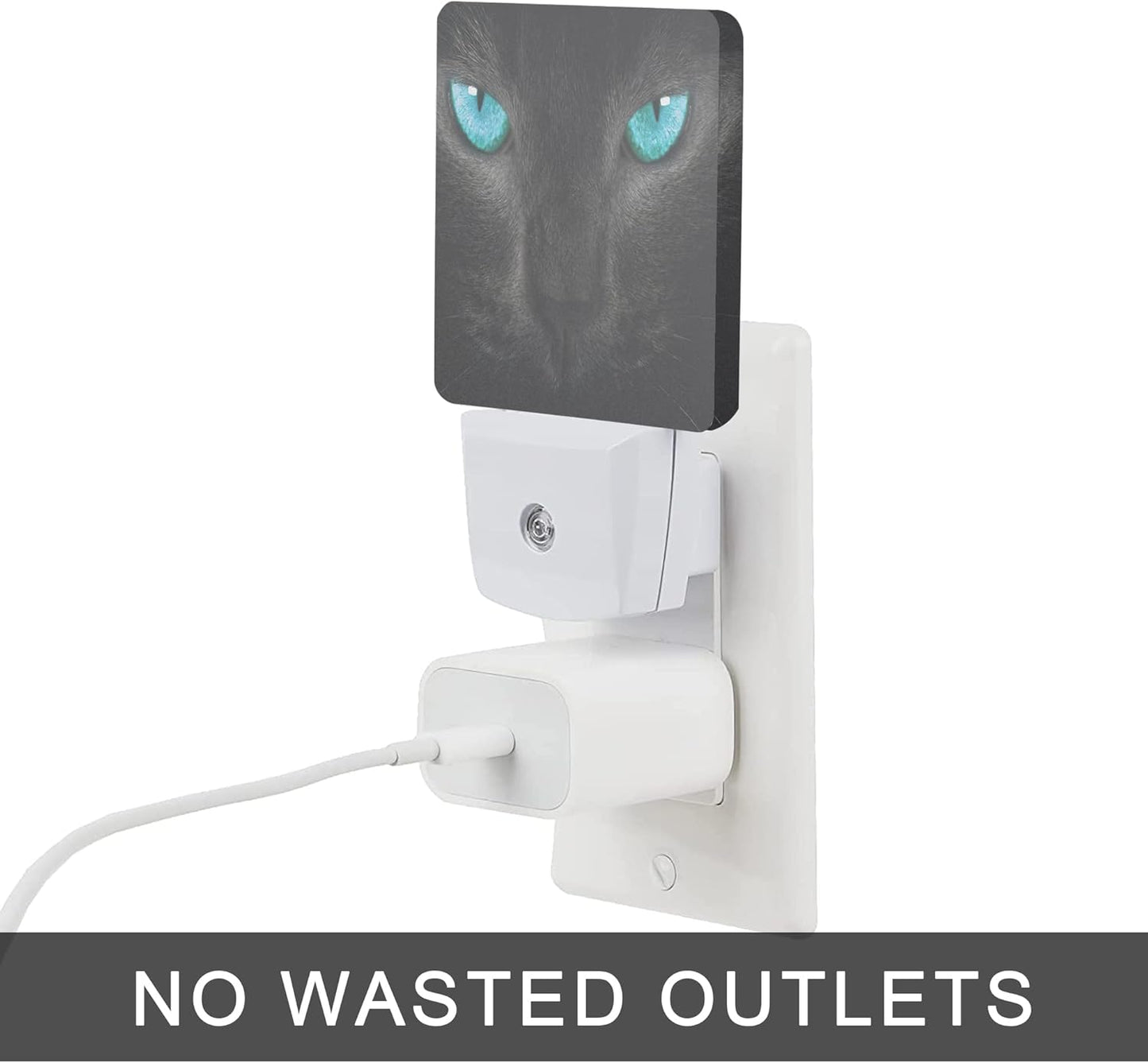 Cat Night Light,Black Cat Eye Plug-in Night Lights with Dusk-to-Dawn Sensor for Girlfriend/Boyfriend Gift Sleep Friendly lamp for Bedroom, Bathroom and Living Room,0.5W