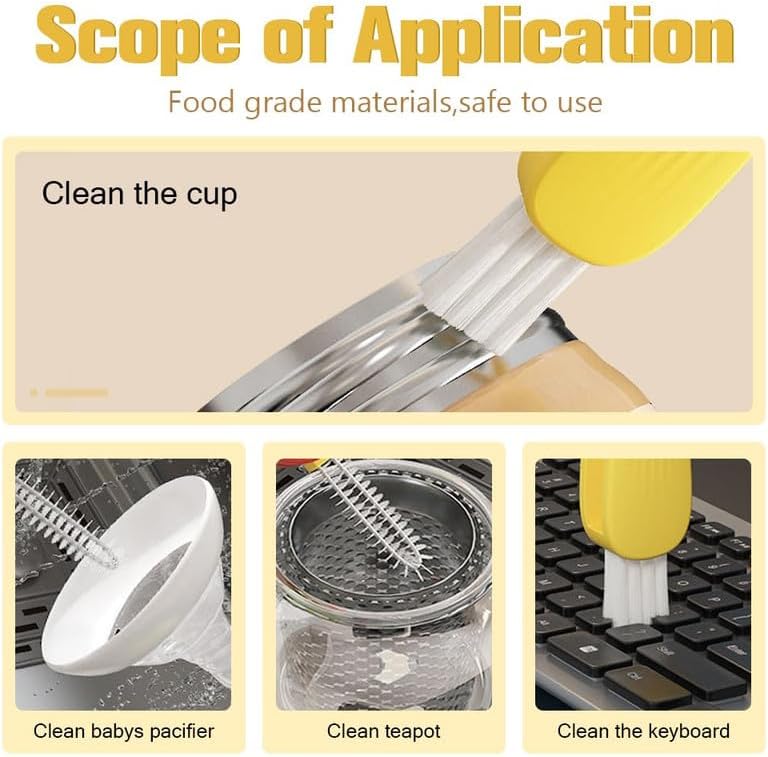 3 in 1 Multifunctional Cup Lid Cleaner, Crevice Cleaning Brush Set for Baby Bottle and Tight Spaces