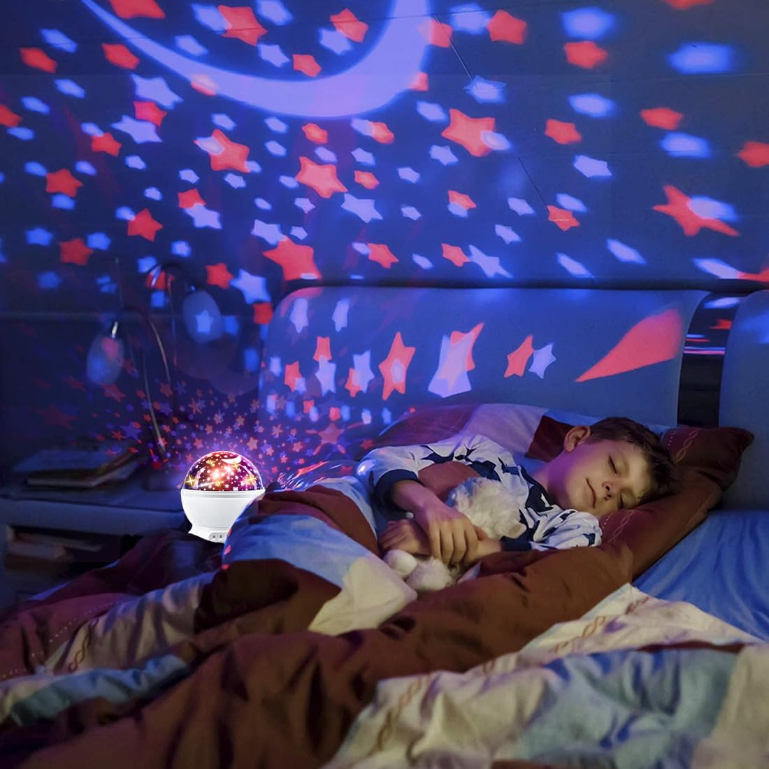 Race Car Night Light Projector Birthday Gifts Toys for Boys Age 3-5 Kids Car Nightlights 360 Degree Rotation with 17 Colors Changing Star Projector Ceiling Light Projector for Boys