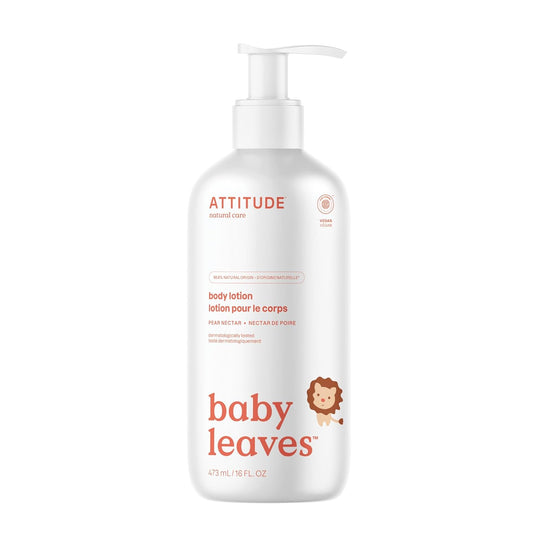 ATTITUDE Baby Lotion, EWG Verified Moisturizer, Dermatologically Tested Moisturizing Cream, Vegan and Cruelty-Free, Pear Nectar, 16 Fl Oz