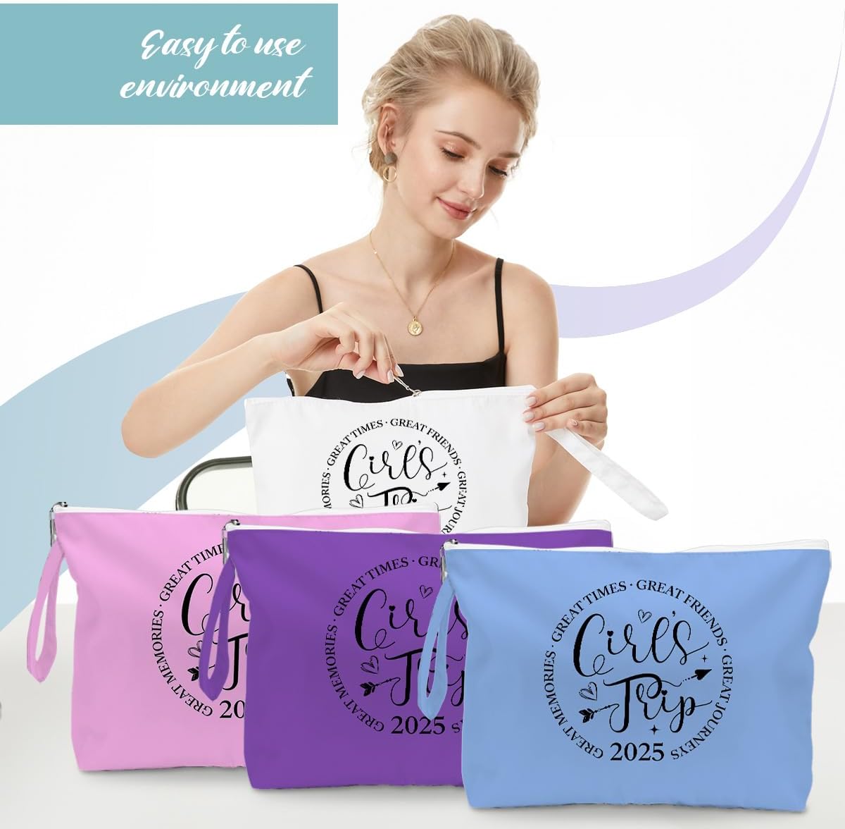 Fokongna 4PCS Girls Trip Gifts Wet Bag Wet Dry Bag Beach Bag Favors for Swimsuit Toiletry Bag Travel Essentials For Women, Beach Travel Gym Wet Dry Bag for Swimsuit Dirty Diaper Bag