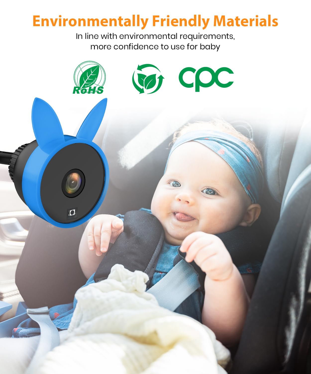 Babyvue BV2 USB Car Camera for Baby : 4.5" Car Seat Camera with 1080P Crystal Clear Mirror View, Easy Installation Carseat Rear Facing Moitor for Pet & Kids, HD IR Night Vision Backseat Monitor