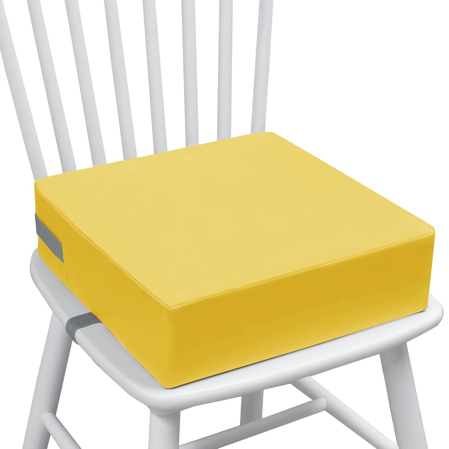 Toddler Booster Seat for Dining Table, 2 Elastic Seat Belts, Anti Scratch PU Skin-Friendly, Waterproof, Anti-Wrinkle, Detachable Non-Slip Bottom - Yellow