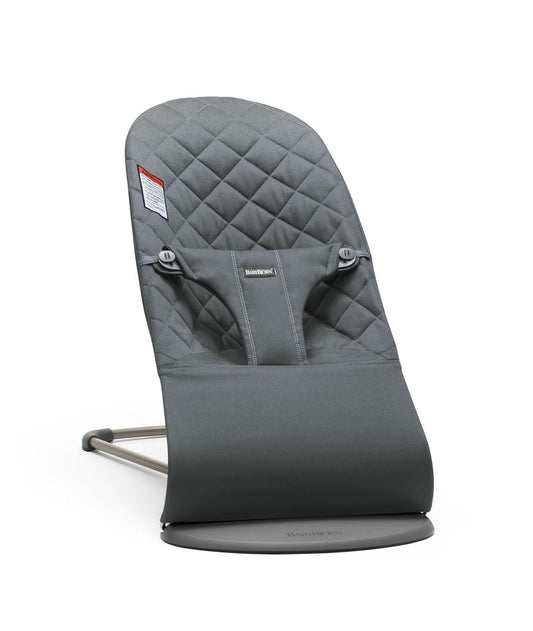 BabyBjörn Bouncer Bliss, Anthracite, Woven, Classic Quilt | 2-in-1 Adjustable Baby Bouncer Seat and Toddler Chair, Newborn to Toddler (8-29 lbs), 4 Positions, Lightweight & Portable