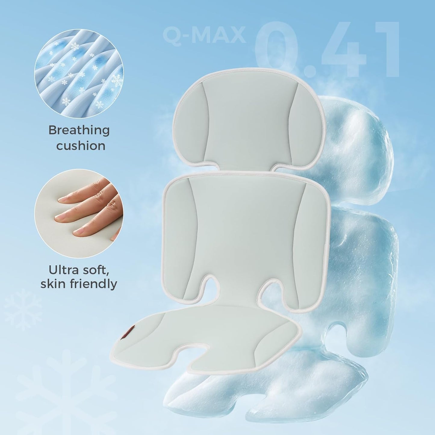 Momcozy Stroller Cooling Pad | Universal Soft Cooler Pad, Breathable & Adjustable Car Seat Liner | Detachable 2-Piece Cooling Cushion | Fits Strollers, Car Seat, High Chair, Bassinet, Swing