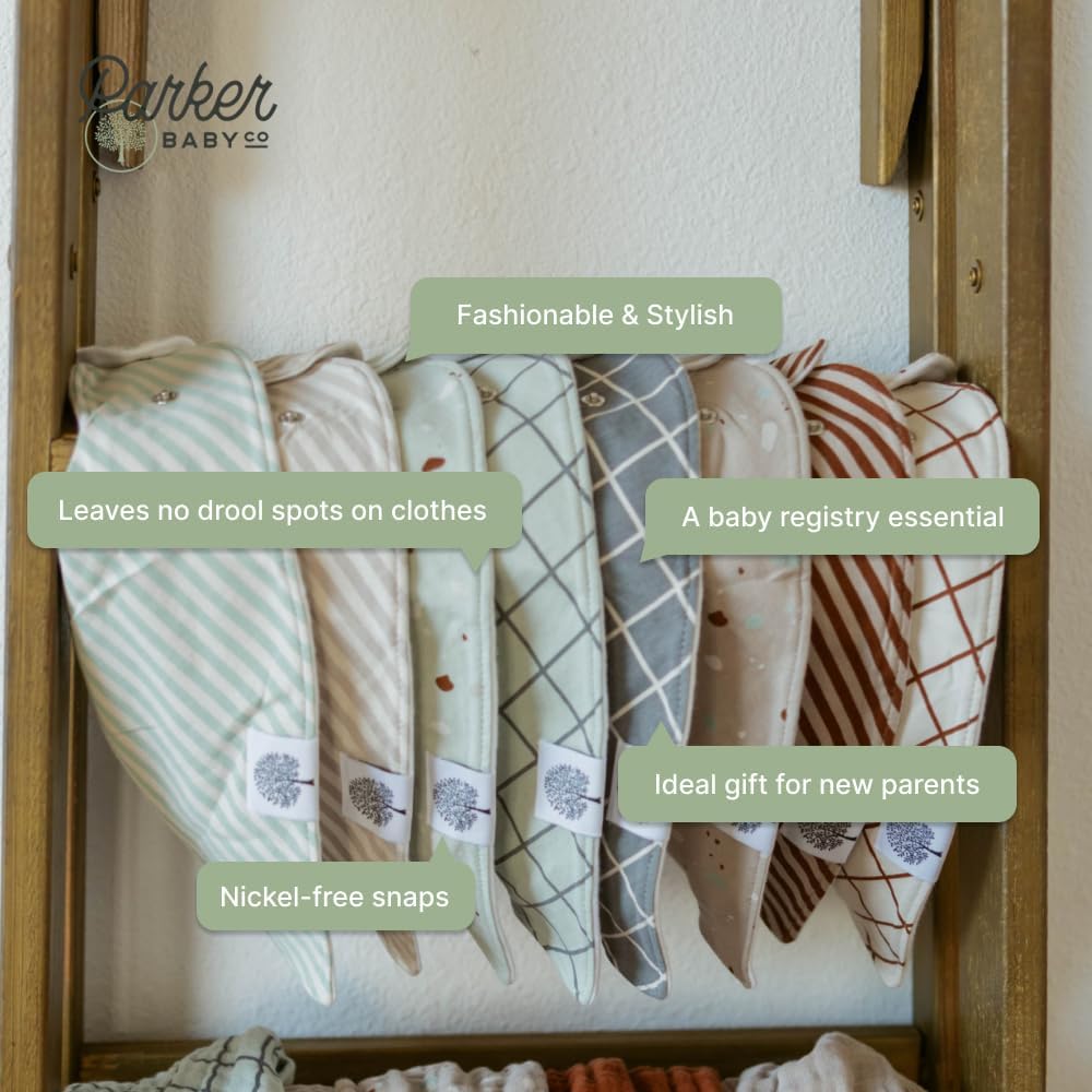 Parker Baby Bandana Drool Bibs 8 Pack Baby Bibs for Boys, Girls, Unisex - Soft & Stylish Teething Bibs for Babies