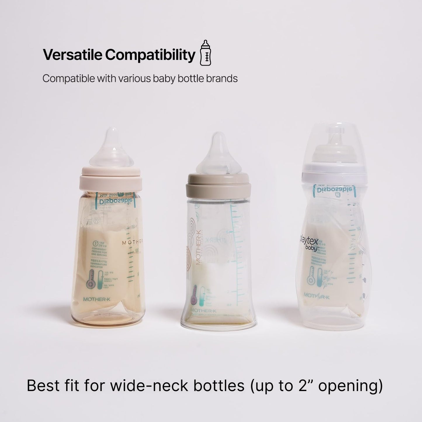 MOTHER-K Disposable Baby Bottle Liner, Must-Have Baby Travel Essentials, BPA Free & Anti-Colic (8oz, 100pcs)