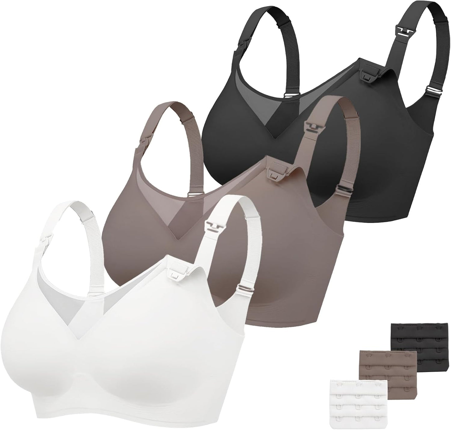 Vinfact 3 Pack Nursing Bras for Breastfeeding Comfort Maternity Bras for Pregnancy Wireless Seamless Breastfeeding Bras