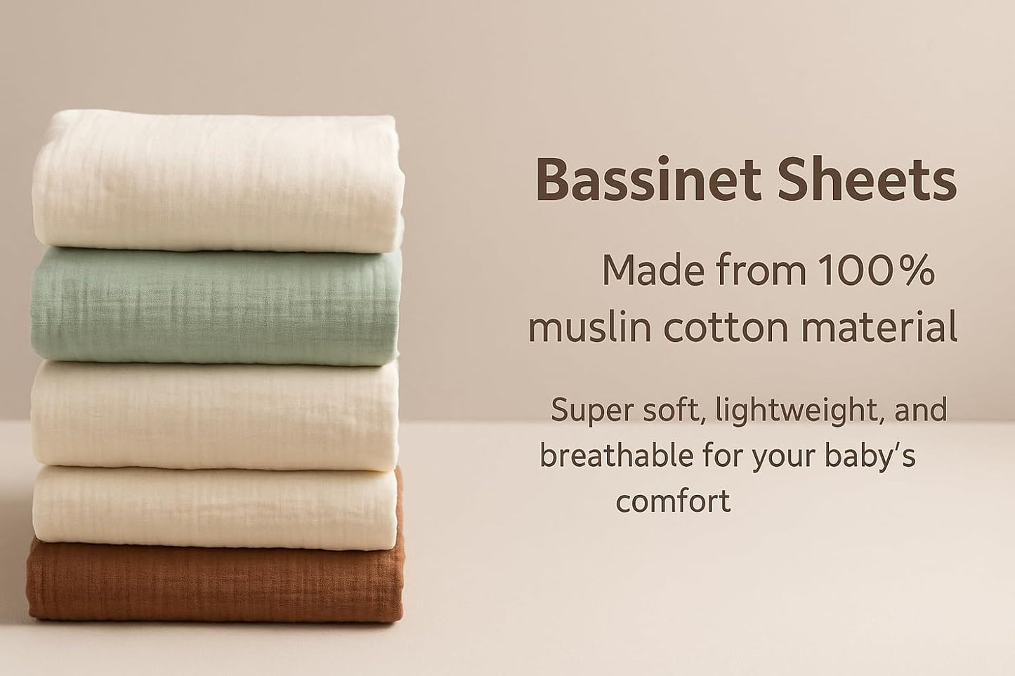 Muslin Bassinet Sheets Set of 2 Pink & Green Bassinet Cover Large Size 33x17 Inches, Soft Breathable Bassinet Mattress Cover, Stay Secure Fit, Gentle on Sensitive Skin, Cute & Vibrant Look