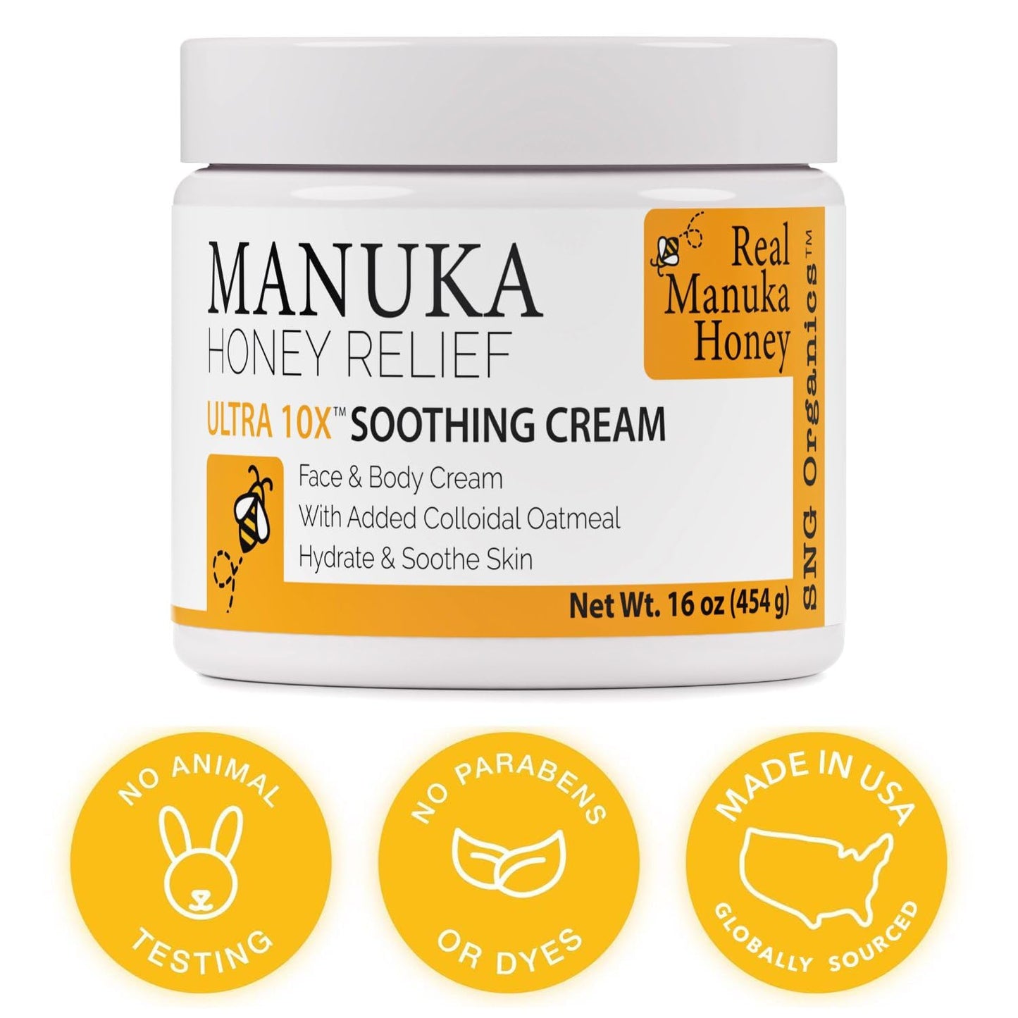 Super Natural Goods Manuka Honey Cream (16oz) – Hydrating Lotion for All Skin Types Suitable for Kids and Adults | Moisturizing Body Cream with Real Manuka Honey Aloe Vera Juice and Cocoa Butter