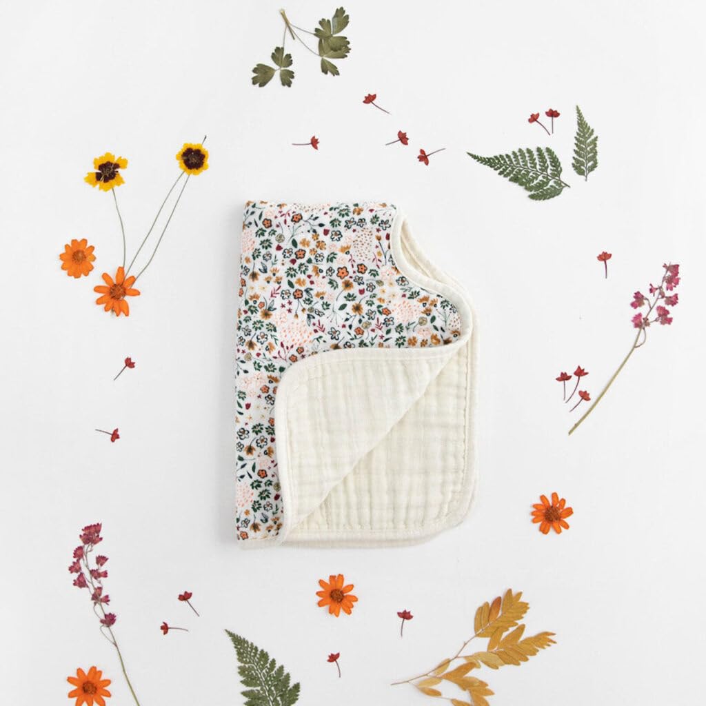 Little Unicorn Ultra-Absorbent Premium Burp Cloth | Soft on Baby's Skin | Larger Size | Ergonomic Design (Pressed Petals)