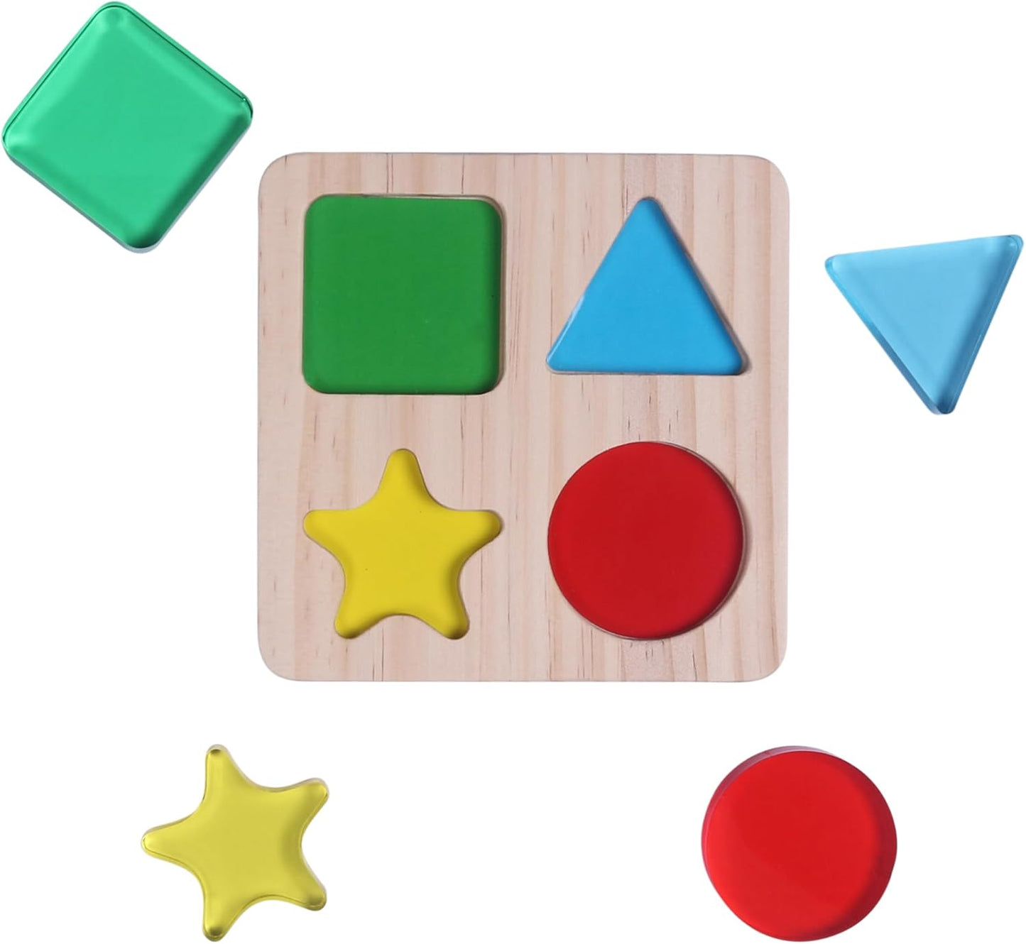 Wooden Acrylic Sorting Stacking Toys, Shape Color Recognition Blocks Matching Puzzle,Fine Motor Skill Educational Preschool Learning Board Game,Early Childhood Development Puzzle Toys for Kids