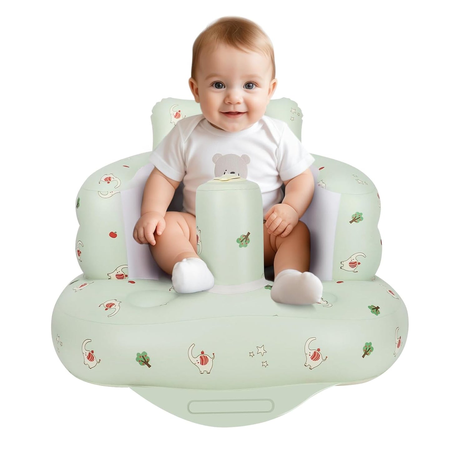 Inflatable Baby Seat, Inflatable Baby Chair for Babies 3 Months and Up, Summer Blow Up Chair with Built in Air Pump, Infant Floor Seats for Learning to Sit, Palying, Camping, Elephant